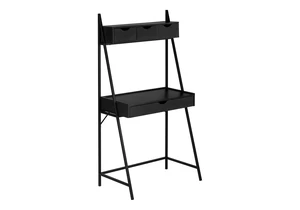 Computer Desk, Home Office, Laptop, Leaning, Storage Drawers, 32"l, Work, Black Laminate, Black Metal, Contemporary, Modern Computer Desk, Home Office, Laptop, Leaning, Storage Drawers, 32"l, Work, Black Laminate, Black Metal, Contemporary, Modern