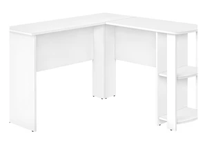 Computer Desk, Home Office, Corner, Storage Shelves, 48"l, L Shape, Work, Laptop, White Laminate, Contemporary, Modern
