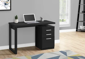 Computer Desk, Home Office, Laptop, Left, Right Set-up, Storage Drawers, 48"l, Work, Black Laminate, Contemporary, Modern Computer Desk, Home Office, Laptop, Left, Right Set-up, Storage Drawers, 48"l, Work, Black Laminate, Contemporary, Modern