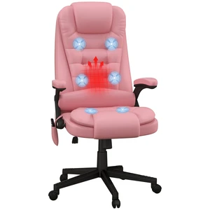 HOMCOM High Back Vibration Massage Office Chair with 6 Vibration Points, Heated Reclining PU Leather Computer Chair with Armrest and Remote, Pink HOMCOM High Back Vibration Massage Office Chair with 6 Vibration Points, Heated Reclining PU Leather Computer Chair with Armrest and Remote, Pink