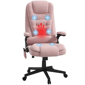 HOMCOM 6 Point Vibrating Massage Office Chair with Heat, Velvet High Back Executive Office Chair with Reclining Backrest, Padded Armrests and Remote, Pink HOMCOM 6 Point Vibrating Massage Office Chair with Heat, Velvet High Back Executive Office Chair with Reclining Backrest, Padded Armrests and Remote, Pink