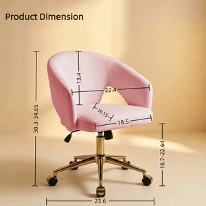 TY Adjustable Office Chair, Home Bedroom, Ergonomic Swivel Chair, Backrest Seat, Comfortable for Long Sitting,Gold base,Pink TY Adjustable Office Chair, Home Bedroom, Ergonomic Swivel Chair, Backrest Seat, Comfortable for Long Sitting,Gold base,Pink