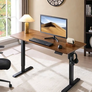 Electric Standing Desk, Adjustable Height Stand up Desk, 24x48 Inches Sit Stand Home Office Desk, Frame/Mahogany Top,Dark Walnut Electric Standing Desk, Adjustable Height Stand up Desk, 24x48 Inches Sit Stand Home Office Desk, Frame/Mahogany Top,Dark Walnut