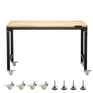 48" Workbench on Wheels Adjustable Height Table with Power Outlet & Pegboard 48" Workbench on Wheels Adjustable Height Table with Power Outlet & Pegboard