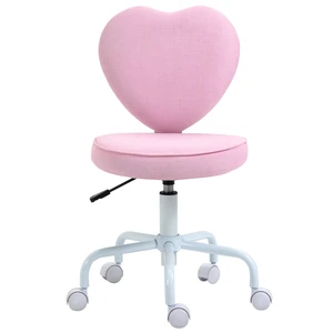 HOMCOM Heart Love Shaped Back Design Office Chair with Adjustable Height and 360 Swivel Castor Wheels, Pink HOMCOM Heart Love Shaped Back Design Office Chair with Adjustable Height and 360 Swivel Castor Wheels, Pink