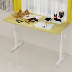 Adjustable study desk suitable for children and adults, height-adjustable, multifunctional home office desk, compact design, desktop dimensions: 60cm × 120cm, white frame, natural wood-colored tableto Adjustable study desk suitable for children and adults, height-adjustable, multifunctional home office desk, compact design, desktop dimensions: 60cm × 120cm, white frame, natural wood-colored tableto