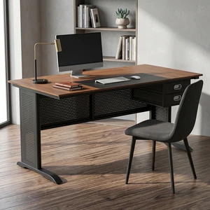 Computer Desk, 63 Inch Office Desk, Gaming Desk Writing 2 Drawers Desk for Home Office, Study, Modern Simple Desk,Metal Frame Black