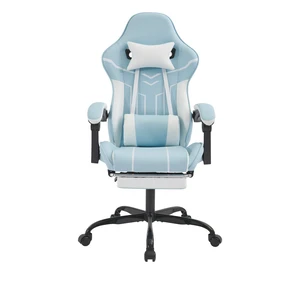 Gaming chair, Computer Chair Ergonomic Chair with Footrest Office Chair Ergonomic Computer Chair with Lumbar Backrest Bluewhite Gaming chair, Computer Chair Ergonomic Chair with Footrest Office Chair Ergonomic Computer Chair with Lumbar Backrest Bluewhite
