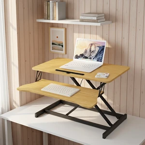 32 Inch Desk Converter, Height Adjustable Sit to Stand Riser, Dual Monitor and Laptop Workstation with Wide Keyboard Tray, Standing Computer Desk, Natural Color 32 Inch Desk Converter, Height Adjustable Sit to Stand Riser, Dual Monitor and Laptop Workstation with Wide Keyboard Tray, Standing Computer Desk, Natural Color