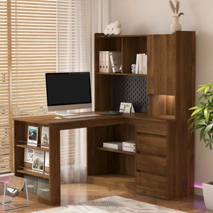 L Shaped Desk with Charger,Computer Desk with Drawers,Bookshelf, with LED Light,Modern Corner Desk,Home Office Desk,L-Shaped Study Table Writing Desk,Corner Gaming Computer Desk with Storage L Shaped Desk with Charger,Computer Desk with Drawers,Bookshelf, with LED Light,Modern Corner Desk,Home Office Desk,L-Shaped Study Table Writing Desk,Corner Gaming Computer Desk with Storage