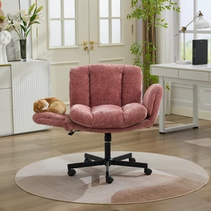 Modern Chenille Swivel Office Chair, Height Adjustable Task Chair with Convertible Multi-Position Armrests, Comfy Double Cushioned Desk Chair for Home, Study,Vanity & Living Room, Blush Pink,SW5028PK Modern Chenille Swivel Office Chair, Height Adjustable Task Chair with Convertible Multi-Position Armrests, Comfy Double Cushioned Desk Chair for Home, Study,Vanity & Living Room, Blush Pink,SW5028PK