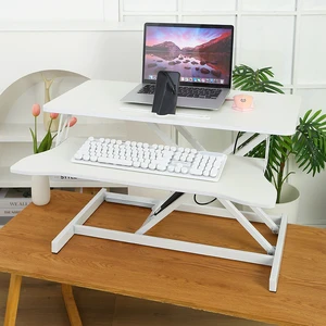 32 Inch Desk Converter, Height Adjustable Sit to Stand Riser, Dual Monitor and Laptop Workstation with Wide Keyboard Tray, Standing Computer Desk, WHITE 32 Inch Desk Converter, Height Adjustable Sit to Stand Riser, Dual Monitor and Laptop Workstation with Wide Keyboard Tray, Standing Computer Desk, WHITE