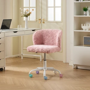 A&A Furniture Office Chair,Artificial rabbit hair Home Office Chair with Metal Base,Adjustable Desk Chair Swivel Office Chair,Vanity Chair(Pink) A&A Furniture Office Chair,Artificial rabbit hair Home Office Chair with Metal Base,Adjustable Desk Chair Swivel Office Chair,Vanity Chair(Pink)