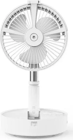 Foldable USB Table/Floor Air Circulator Cooling Fan with Telescopic Drawing Rod,for Indoor,Outdoor,Picnic,Camping,Travel, White/Pink (White)