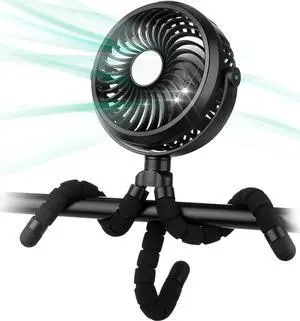 Gemdeck Stroller Fan Flexible Tripod Clip On Fan with 3 Speeds and Rotatable Handheld Personal Fan for Car Seat Crib Bike