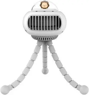 Gemdeck Mini Flexible Air Conditioner 3600mAh Chargeable Stroller Cooling Fan 130° Auto Rotation 4-gear Wind Handheld for Outdoors Quiet