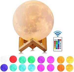 Gemdeck Moon Lamp, LOGROTATE 16 Colors LED Night Light 3D Printing Moon Light with Stand & Remote/Touch Control and USB Rechargeable 15cm