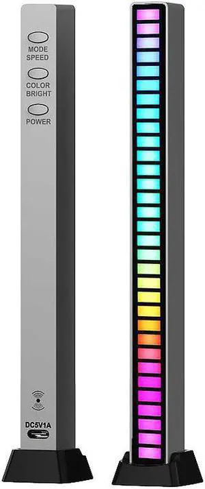 Gemdeck RGB Rechargeable Sound Control Light,Wireless Voice-Activated Music Rhythm Lights Silver