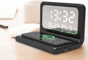Gemdeck Alarm Clock With Wireless Charging Pad Sleep Timer 10W Wireless Charger