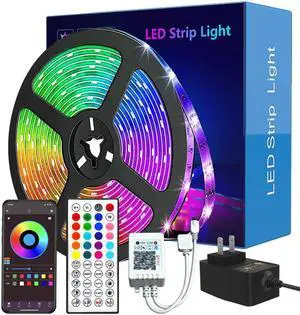 Gemdeck 32.8*2 Feet Bluetooth Smart App Music RGB Colorful Changing Led Light Strip with DIY Remote