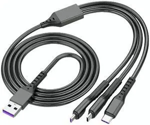 Gemdeck Multi USB Charger Cable Retractable 3 in 1 Multiple Charging Cord Adapter Black