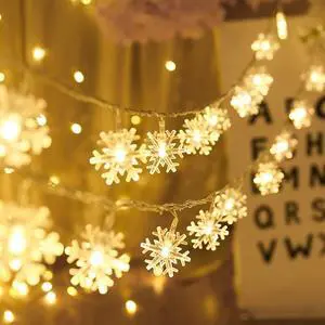 Gemdeck 2pcs Christmas Snowflake Fairy Lights 9.8ft 20LEDS String Lights Xmas Decor