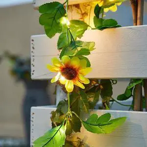 Gemdeck 6.5 ft Sunflower String Lights Ivy Decorative String Lights with 20 LED Lights Fairy Night Lights