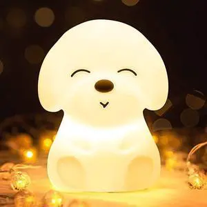 Gemdeck Dog Night Light for Kids, 16 Color Changing Kids Night Light Lamp, Rechargeable Silicone Baby Night Light