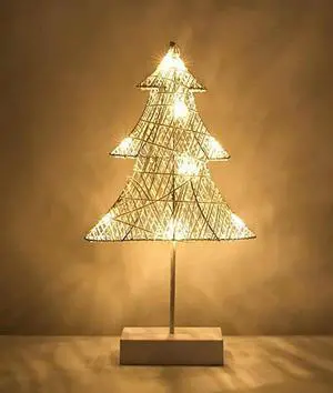 Gemdeck Desktop Christmas Tree Lamp, Battery Cotton Thread Mini Christmas Tree with Lights