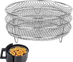 2 Piece Round Stainless Steel Air Fryer Basket Fit Oven Crisper