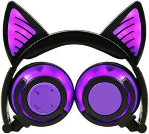 Gemdeck Wireless Headphones Cat Ear Bluetooth Foldable Light Up Headphones