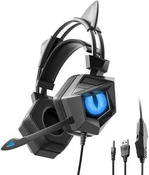 Gemdeck Wired Headphones Cat Ear Cool Bluetooth Foldable Headphones Gift