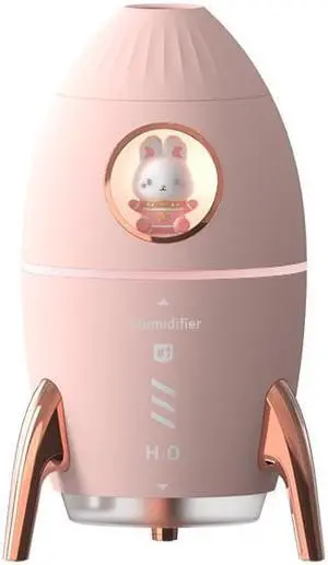 Gemdeck Rocket Humidifiers Air Diffuser Portable Humidifier with Night Light Pink