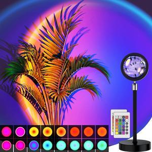 Gemdeck Sunset Lamp Projection Led Lights with Remote, 16 Colors Night Light 360° Rotation Rainbow Lights Gifts for Women