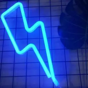 Gemdeck Blue Lightning Neon Light,LED Lightning Sign Shaped Decor Light,Wall Decor