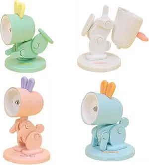 Gemdeck 4pcs Led Night Lights Cute Rabbit Night Lamp Portable Desk Lamp