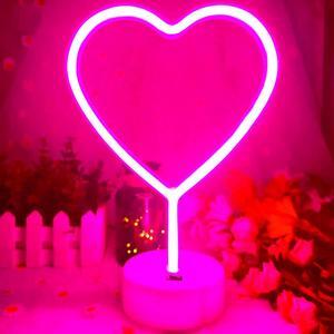 Gemdeck Neon Heart Light Heart Neon Sign Pink Heart Led Light with Base