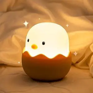 Gemdeck Silicone Egg Nightlight for Baby, Soft Chicken Table Lamp with Rechargeable and Dimmable