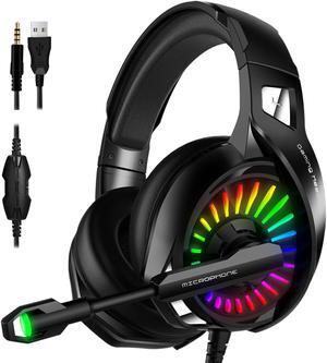 Gemdeck Gaming Headset with Microphone, Headphones with LED RGB Light, Stereo Surround Sound
