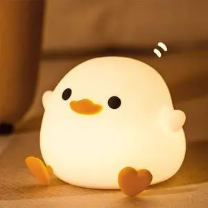 Gemdeck Cute Duck Night Light, Animal Silicone Nursery Rechargeable Table Lamp Bedside Lamp with Touch Sensor