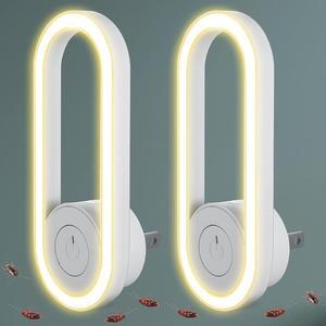 Gemdeck 2 Pcs Ultrasonic Pest Repeller with Night Light, Indoor Pest Control Electronic Insect Pest Repellent