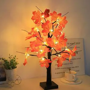 Gemdeck Thanksgiving Decor Lighted Maple Tree Fall Halloween Decorations Black