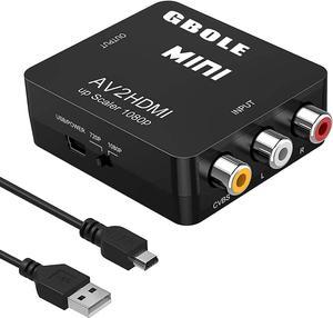 RCA to HDMI AV to HDMI Converter 1080P Mini RCA Composite CVBS AV to HDMI Video Audio Converter Adapter Supporting PAL NTSC with USB Charge Cable for PC Laptop Xbox PS4 PS3 VHS VCR DVD TV STB