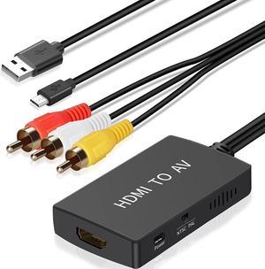 HDMI to RCA Converter, HDMI to RCA Adapter Composite Video Audio HDMI to AV, Support PAL/NTSC for TV DVD PS2 PS3 VHS Wii BlueRay