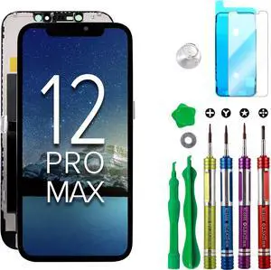 Ace Tech Cellular LCD Screen Replacement for iPhone 12 Pro Max 6.7 inch (Model A2342, A2410, A2412, A2411) 3D Touch Screen Display digitizer Repair kit Assembly w/Complete Tool Set