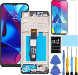 for Motorola G Pure Screen Replacement with Frame for Moto G Pure XT2163 XT2163DL XT2163-4 LCD Display Digitizer Touch Screen Assembly 6.5 inch Black