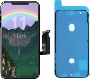 for iPhone 11 Screen Replacement, 6.1 Inch Front Glass, Retina HD LCD Digitizer Display, 3D Touch, Supporting Face ID, Full Complete Frame Assembly Set, Repair Tools Kit, Waterproof Adhesive