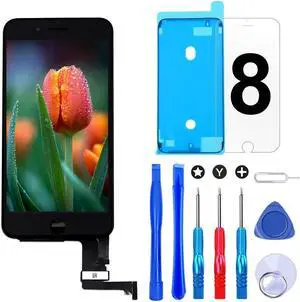 Screen Replacement for iPhone 8/SE 2020 4.7 inch LCD Digitizer Touch Screen LCD Replacement Screen Frame Assembly Full Set with Tools and Screen Protector (Black)
