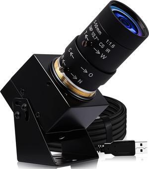 ELP 4K USB Camera with Microphone Manual Zoom Webcam 5-50mm Variable Focus PC Camera for Computer Mini UVC USB2.0 Web Camera IMX317 Varifocal Audio Video USB with Camera 8mp Vari-focus Close-up Camera
