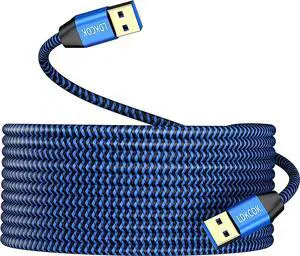 USB to USB Cable 20FT,Durable Braidedfor USB 3.0 Male to Male Type A to Type A Cable Data Transfer Compatible with Hard Drive, Laptop, DVD Player, TV, USB 3.0 Hub, Monitor, Camera, Set Up Box and More
